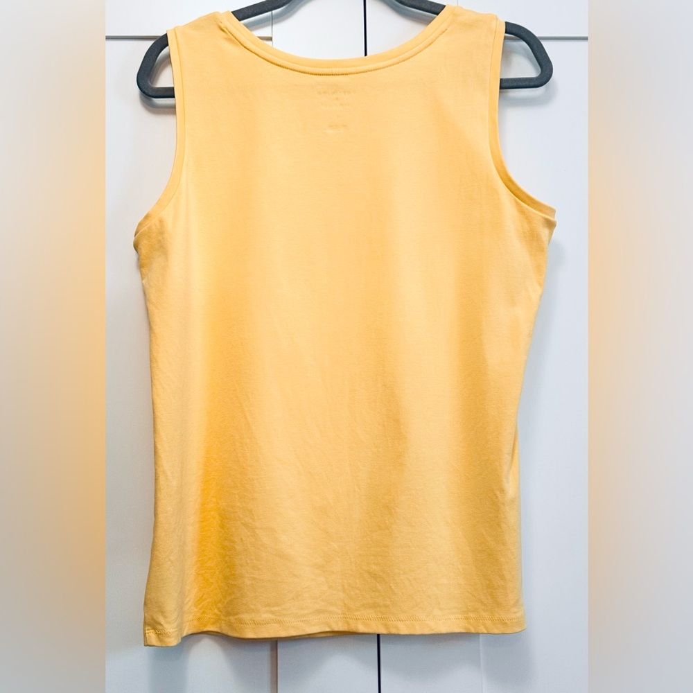 Bright Yellow Scoop Neck Sleeveless Tank Top Sz L - Picture 2 of 4